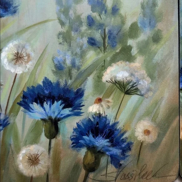 Set of 4 Pimpernel Blue Wildflower Meadow Placemats – Floral Table Decor - Picture 3 of 5